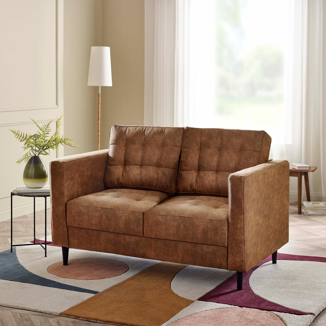 Jolene Tan Leather Seater Sofa Living Room Furniture
