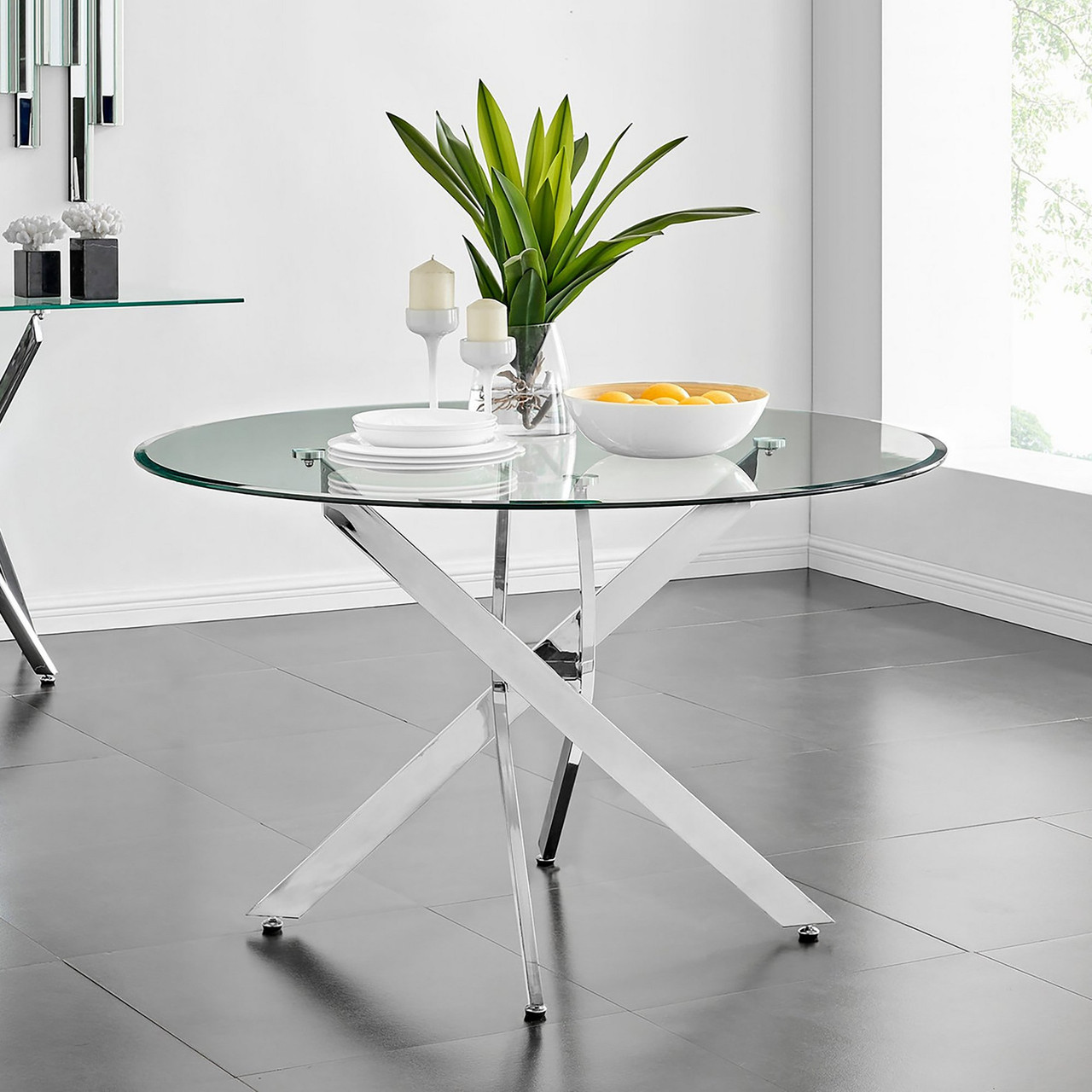 Novara Seat Glass Round Dining Table Dining Furniture