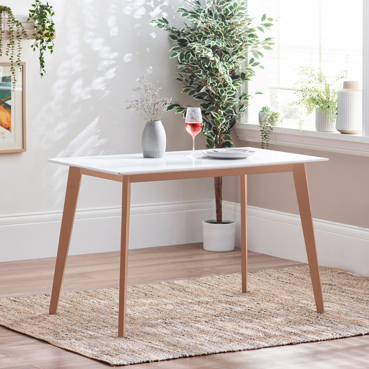 Sofia White Dining Table Wood Legs | Dining Room Furniture