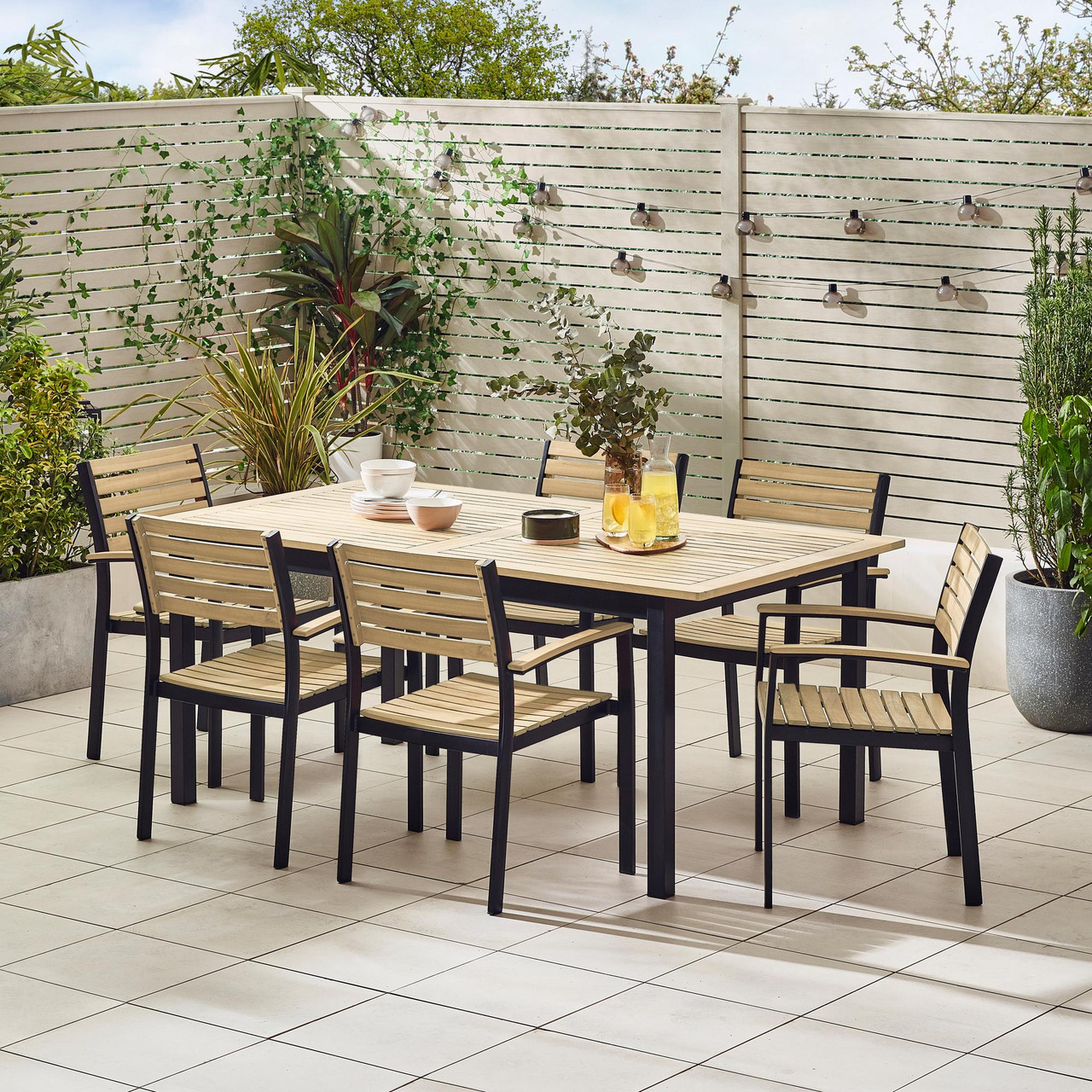 Malva Wood Extending Garden Table Chairs Outdoor Furniture
