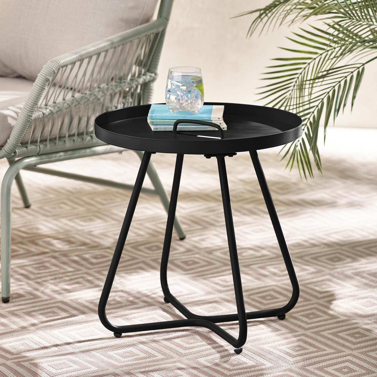 Lyon Black Metal Round Side Table | Outdoor Furniture