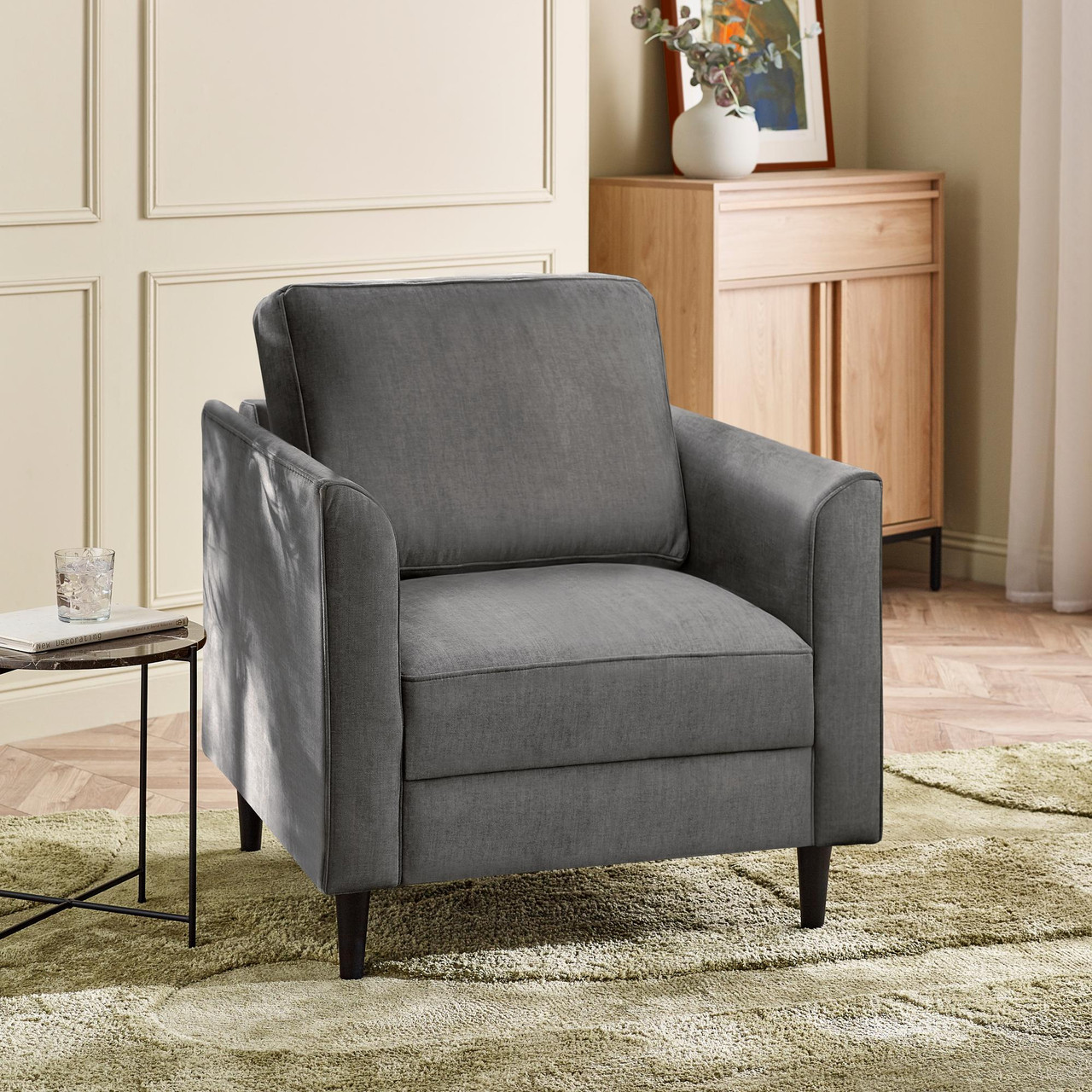 Logan Silver Grey Fabric Armchair | Living Room Furniture
