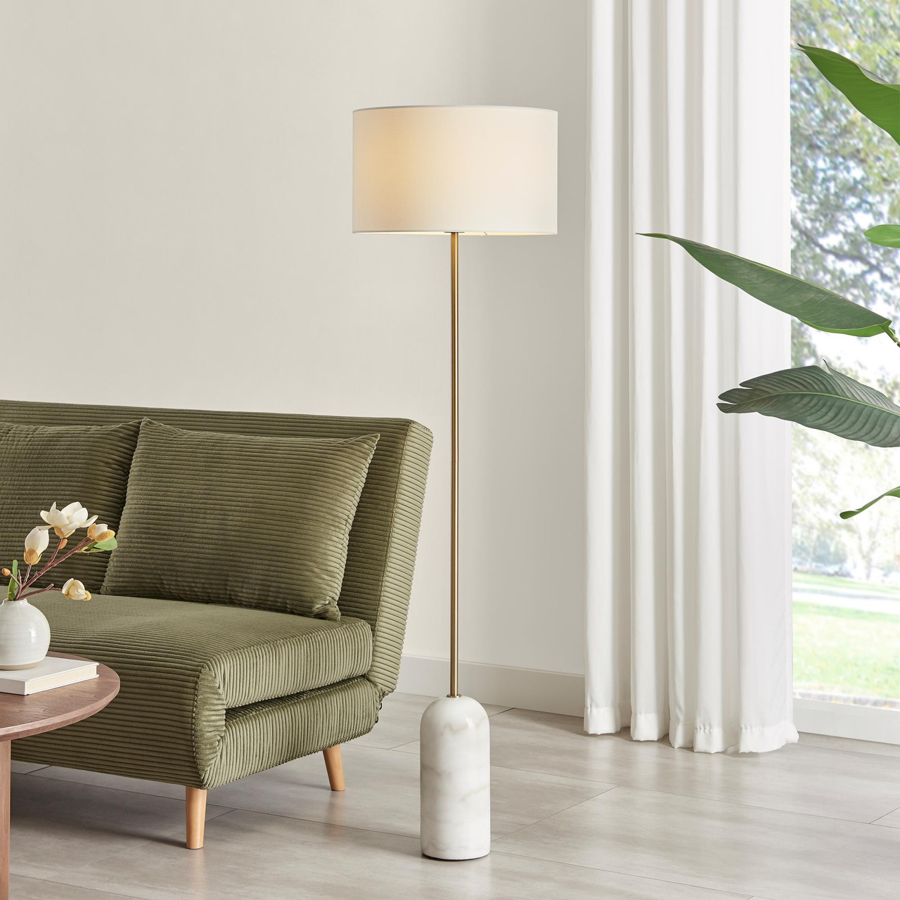 Joceline White Marble Standing Floor Lamp | Lighting