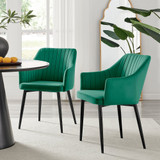 2x Calla Green Velvet Dining Chairs with Black Legs - Calla-Green-Velvet-Black-dining-chair-CROP.jpg