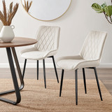 2x Pesaro Cream Velvet Dining Chairs Black Legs - Pesaro-Cream-Velvet-Black-Leg-dining-chair-1-CROP.jpg