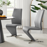 2x Willow Grey Faux Leather 'Z' Dining Chairs - Willow-Grey-faux-leather-dining-chair-1.jpg
