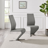 2x Willow Grey Faux Leather 'Z' Dining Chairs - Willow-grey-silver-dining-chair-1.jpg