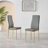 4x Milan Grey Gold Hatched Faux Leather Dining Chairs - Milan-Grey-faux-leather-gold-dining-chair-1.jpg