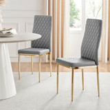4x Milan Grey Hatched Faux Leather Dining Chairs Gold Legs - Milan-Grey-faux-leather-Gold-dining-chair-1-CROP.jpg
