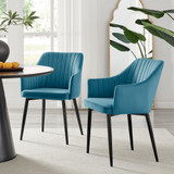 2x Calla Blue Velvet Dining Chairs with Black Legs - Calla-Blue-Velvet-Black-dining-chair-CROP.jpg