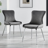 2x Nora Dark Grey Velvet Dining Chairs Silver Legs - 2-Nora-Dark-Grey-Velvet-Silver-Leg-Dining-Chairs-CROP.jpg