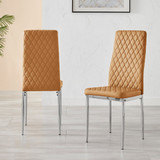 6x Milan Mustard Yellow Hatched Faux Leather Dining Chairs Silver Legs - Milan-Mustard-faux-leather-silver-dining-chair-3.jpg