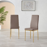 6x Milan Cappuccino Beige Hatched Faux Leather Dining Chairs Gold Legs - Milan-Cappuccino-faux-leather-gold-dining-chair-2.jpg