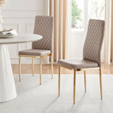 6x Milan Cappuccino Beige Hatched Faux Leather Dining Chairs Gold Legs - Milan-Cappuccino-faux-leather-Gold-dining-chair-1-CROP.jpg