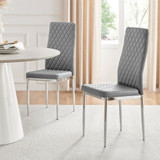 4x Milan Grey Chrome Hatched Faux Leather Dining Chairs - Milan-Grey-faux-leather-silver-dining-chair-1.jpg