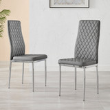 4x Milan Grey Hatched Faux Leather Dining Chairs Silver Legs - Milan-Grey-faux-leather-silver-dining-chair-2.jpg