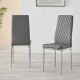 4x Milan Grey Hatched Faux Leather Dining Chairs Silver Legs - Milan-Grey-faux-leather-silver-dining-chair-3.jpg