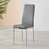 4x Milan Grey Hatched Faux Leather Dining Chairs Silver Legs - Milan-Grey-faux-leather-silver-dining-chair-4.jpg