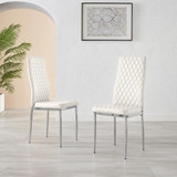 4x Milan White Hatched Faux Leather Dining Chairs Silver Legs - Milan-White-faux-leather-silver-dining-chair-1.jpg