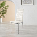 4x Milan White Hatched Faux Leather Dining Chairs Silver Legs - Milan-White-faux-leather-silver-dining-chair-3.jpg