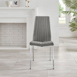 2x Isco Grey Faux Leather Dining Chairs - Isco-grey-silver-dining-chair-3.jpg