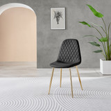 2x Corona Black Faux Leather Dining Chairs Gold Legs - Corona-black-gold-dining-chair-3.jpg