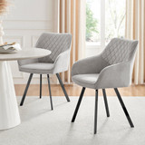 2x Falun Light Grey Fabric Dining Chairs Black Legs - Falun-Light-Grey-Velvet-Black-dining-chair-CROP.jpg