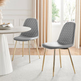 2x Corona Gold Leg Elephant Grey Faux Leather Dining Chair - Corona-Grey-Velvet-Din-Chair-Gold-Leg-1.jpg