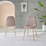 2x Corona Cappuccino Beige Faux Leather Dining Chairs Gold Legs - Corona-cappuccino-gold-dining-chair-2.jpg
