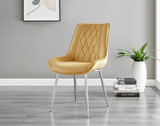 2x Pesaro Mustard Velvet Dining Chairs Silver Legs - Pesaro-Silver-mustard yellow-dining-chair (1).jpg