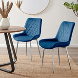 2x Pesaro Navy Velvet Dining Chairs Silver Legs - NEW- Pesaro-Navy-Velvet-Silver-Leg-dining-chair-1-CROP.jpg