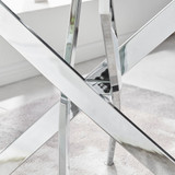 Leonardo Rectangular Glass and Silver Metal 6 Seater Dining Table - leonardo-6-seater-chrome-fashionable-rectangle-dining-table-4_56.jpg