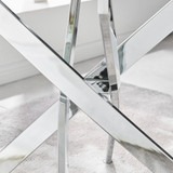 Leonardo Rectangular Glass and Silver Metal 6 Seater Dining Table - LEO-6-TBL_4.jpg