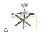 Vogue Round Glass and Silver Metal Large 6 Seater Dining Table - vogue_dining_table_dimensions__1_74.jpg