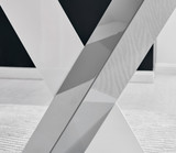Monza Rectangular White and Grey High Gloss 4 Seater Dining Table - Monza-4-seater-chrome-glass-rectangle-modern-dining-table-5.jpg