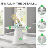 Palma Round White High Gloss 4-6 Seater Dining Table - Palma White Details.png