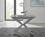 Lira Rectangular Grey High Gloss and Metal Extending 4-6 Seater Dining Table - lira-grey-100cm-4-seater-high-gloss-square-modern-dining-table-1.jpg