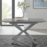 Lira Rectangular Grey High Gloss and Metal Extending 4-6 Seater Dining Table - lira-grey-100cm-4-seater-high-gloss-square-modern-dining-table-CROP.jpg