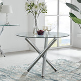 Selina Round Glass and Silver Metal 4 Seater Dining Table - Selina-chrome-glass-round-modern-dining-table-1-CROP.jpg