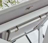 Lira Rectangular White High Gloss and Metal Extending 4-6 Seater Dining Table - LIRA-100cm-4-seater-chrome-glass-square-modern-dining-table-3.jpg