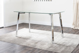 Cosmo Rectangular Glass and Silver Metal 4 Seater Dining Table - chrome-cosmo-4-seat-seater-chrome-dining-table-modern-2.jpg