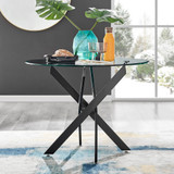 Novara Round Glass and Black Metal 4 Seater Dining Table - novara-100-black-leg-modern-round-dining-table-1-CROP.jpg