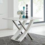 Mayfair 4 White High Gloss And Stainless Steel Dining Table  - mayfair-4-seater-high-gloss-modern-rectangle-dining-table-1-CROP.jpg