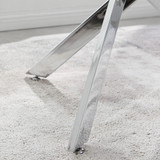 Leonardo Rectangular Glass and Silver Metal 4 Seater Dining Table - LEO-4-DIN-TBL _5.jpg