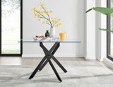 Leonardo Rectangular Glass and Black Metal 4 Seater Dining Table - leonardo-black-4-black-modern-rectangular-dining-table-2.jpg