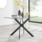 Leonardo Rectangular Glass and Black Metal 4 Seater Dining Table - LEO-BLK-4-DIN-TBL1.jpg