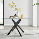 Leonardo Rectangular Glass and Black Metal 4 Seater Dining Table - LEO-BLK-4-DIN-TBL2.jpg