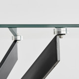 Leonardo Rectangular Glass and Black Metal 4 Seater Dining Table - LEO-BLK-4-DIN-TBL4.jpg