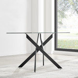 Leonardo Rectangular Glass and Black Metal 4 Seater Dining Table - LEO-BLK-4-DIN-TBL6.jpg