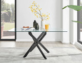 Leonardo Rectangular Glass and Black Metal 6 Seater Dining Table - leonardo-black-6-black-modern-rectangular-dining-table-2.jpg